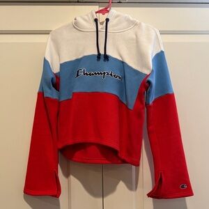 Champion Tricolor Hoodie in Red, Blue, and White